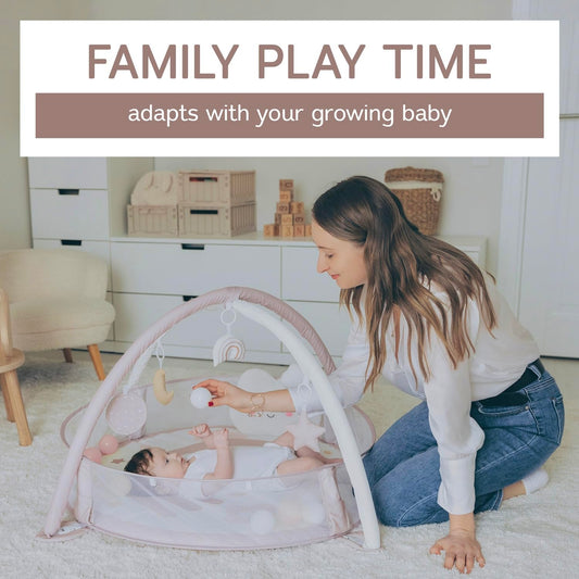 Aila+Aiden 6-in-1 XL Play Mat & Play Gym, Baby Gym, Baby Activity Gym, Sensory Exploration and Motor Skill Development Toys (Blush)