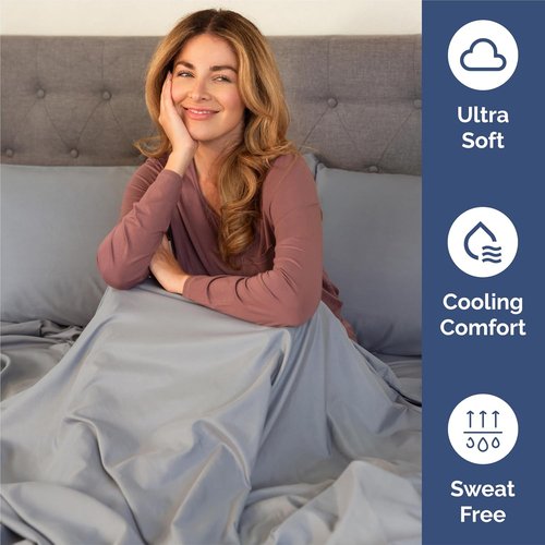 King Size 4-Piece Sheet Set by [Brand Name] - Comfy, Breathable & Cooling Hotel Luxury Bedding - Deep Pockets, Soft & Wrinkle-Free - Oeko-Tex Certified - Steel Blue