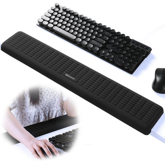 UnivoColors PostureUp L-Shaped Desk Long Wrist Rest Elbow, Non-Slip, Memory Foam, Desk Edge Support, Ergonomic Design for Long-Hour Work (23.6 * 3.9 inch One-Piece Design,Black)