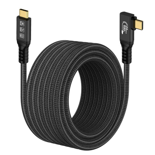 CHENLENIC 16.5FT 20Gbps 3.2 2 5M 90Degree 4K@60Hz 5A/240W PD3.0 3/4 USB C Gen Cable, Type C UHD Video Fast Charge Cord