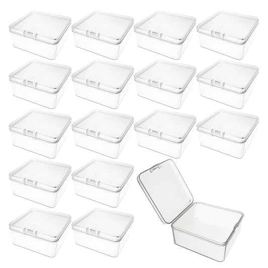Forever bene 17 Pack Clear Plastic Storage Boxes with Lids, 3x3x1.4 Inches Square Organizer Containers for Small Parts, Crafts, Jewelry, SMT Components