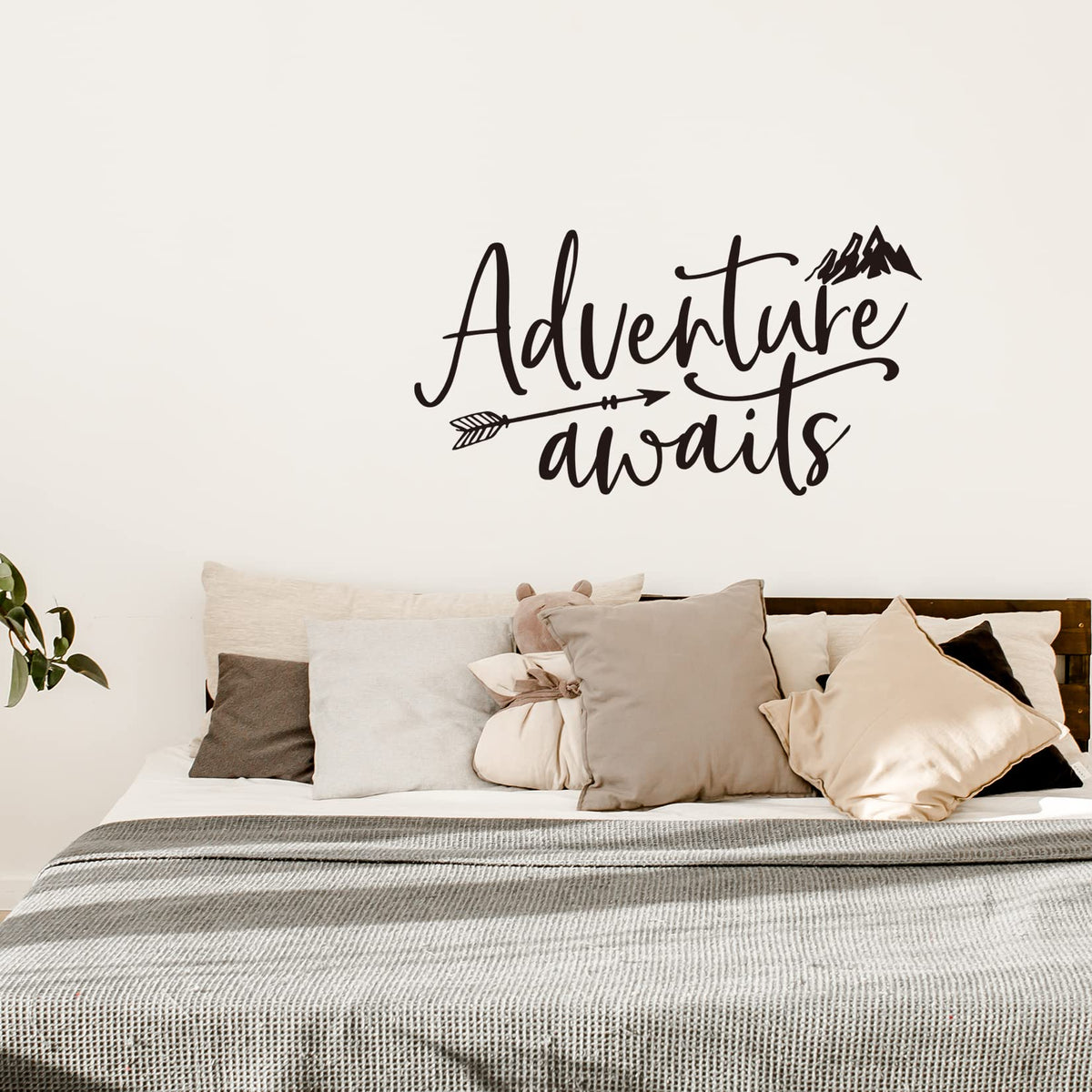 Adventure Awaits Vinyl Wall Decal Inspirational Quotes Wall Art Lettering Bedroom Living Room Decor