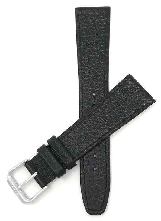 Bandini Extra Long (XL) 8mm Womens Italian Leather Watch Band Strap - Black - Buffalo Pattern - Slim