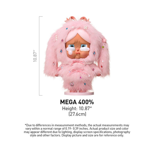 POP MART MEGA Crybaby 400% Crying in Pink 27.6cm/ 10.87inches Figurine, Toys for Mordern Home Décor, Collectible Art Toy