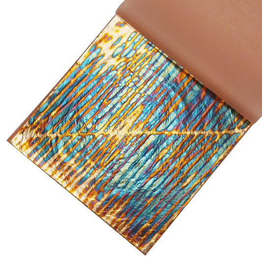 INSPIRELLE 5.5" x 5.5" Imitation Gold Foil Variegated Metallic Leaf 25 Sheets for Arts and Gilding Crafts, Sunset
