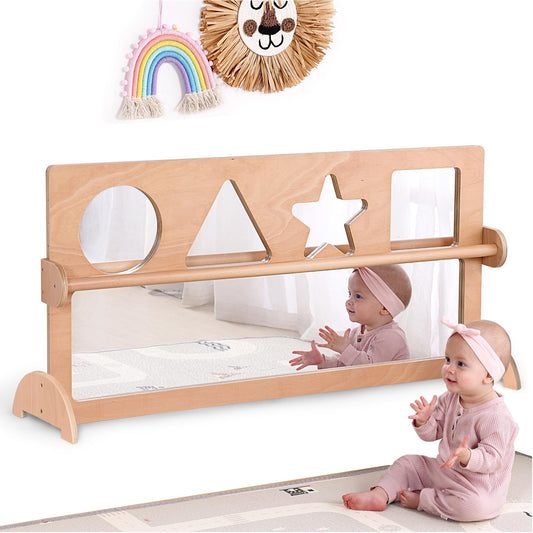 Bolocon Baby Shatter-Resistant Safety Mirror with Pull Up Bar, Infants Early Learning Exploration Set, Toddlers Montessori Furniture for Daycare, Preschool and Nursery