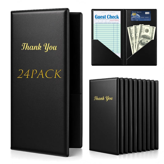 24Pcs Server Books for Waitress, PVC Waiter Book Guest Check Holder Check Presenters for Restaurants