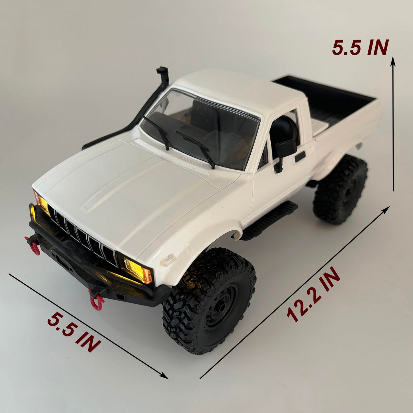 HLSFWDRIVE WPL C24-1 RC Rock Crawler RC Truck 4x4 1/16 Scale RC Crawler Off Road Remote Control Pickup 2.4G All Terrain RTR with Proportional Throttle Steering Led Light Adult