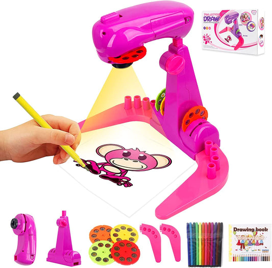 Drawing Projector for Kids Toy,smart Art Sketcher Projector Kid Toys, with 32 Slide Cartoon Patterns and 12 Color Brush, Adjustable Pattern Size,Suitable for Children to Learn to Draw and Sketch