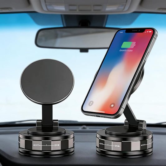 Barydee 360 Magnetic Car Phone Mount, Vacuum Suction Cup Phone Holder for Dashboard & Windshield, Rotatable Foldable