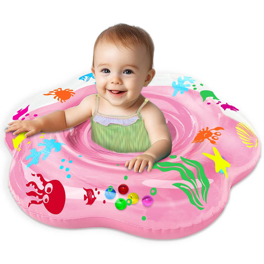 25.6" Inflatable Baby Pool Float for 6-36 Months Anti-Flip Safety Baby Swimming Float Toddler Swim Trainer Water Toys, Infant Swim Floats, Toddler Floaties, Kids Beach Toys Summer Essentials