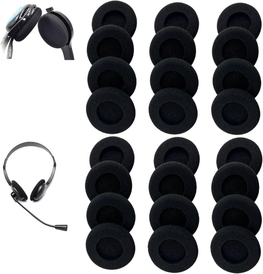 xieyaxie 24 Pack 55MM Headset Headsets, Black Headphone Earpads Replacement Cushions | Soft Ear Covers & Cushions