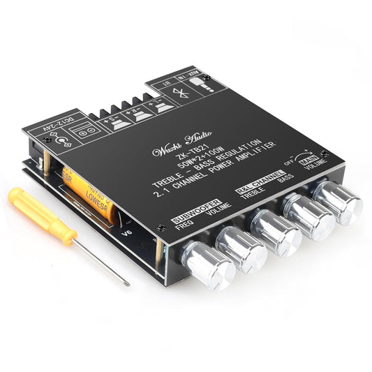 Wuzhi Audio ZK-TB21 50W+50W+100W 2.1CH 5.0 (ZK-TB21) Bluetooth Subwoofer Amplifier Board Bass/Treble Control, AUX/USB
