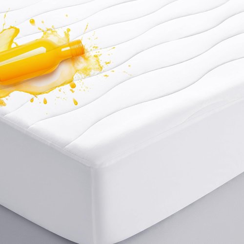 Cooling Breathable Queen Mattress Protector - Soft Quilted Cotton, Noiseless Fitted Cover, Fits Up to 22” (60x80, White)