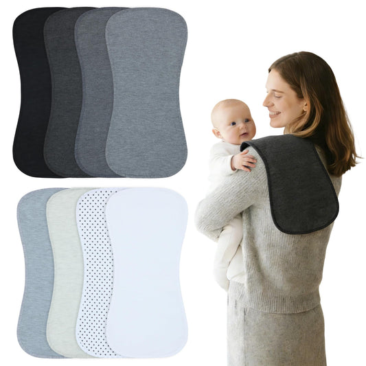Benoxine Waterproof Baby Burp Cloths 8-Pack - 4-Layer Super Absorbent Fabric, Extra Soft Plush Spit Up Rags for Newborns Infants, Unisex for Baby Boy Girl, Milk Spit Up Infant Towels