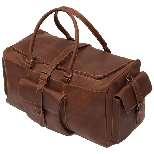 OBI PELLE® Premium Leather Duffle Bag for Travel - 21 Inches | Leather Travel Bag with Adjustable Shoulder Strap - Large, Weekend Overnight Luggage Bag for Men & Women