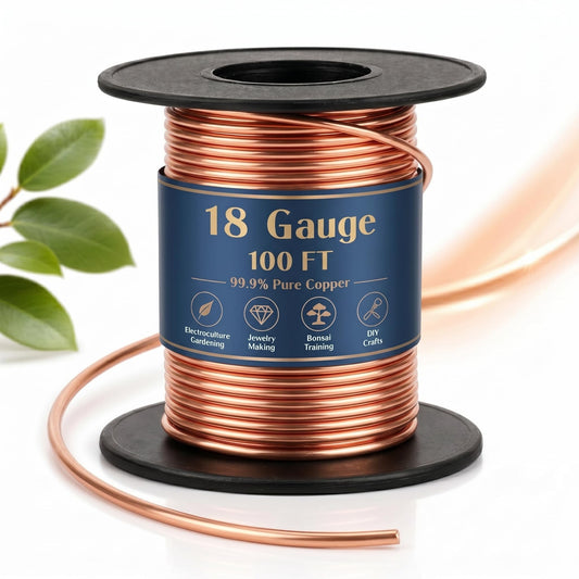Therwen 100ft 18 Gauge Copper Wire for Gardening, Electroculture, Bonsai, Jewelry Making Beading DIY Craft Pure Bare Copper Wire Spool