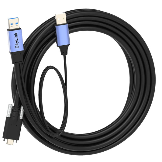15ft (5M) 3.0/3.2/Gen 1 2 5Gbps OkyLink USB to Type-C Cable with Screw Lock - A to C Male-Male Data Cord, Industrial