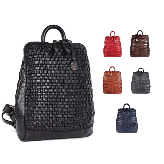 VILENCA HOLLAND 12.5 Inch Genuine Leather Backpack for Women and Men, Black Leather Backpack with Adjustable Shoulder Strap