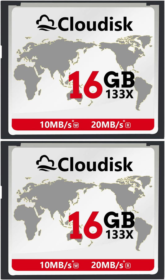 Cloudisk Pack 2 16GB 133X 2.0 (16GB) of Compact Flash Card CF Card Performance for DSLR Camera,Vintage Digital Camera