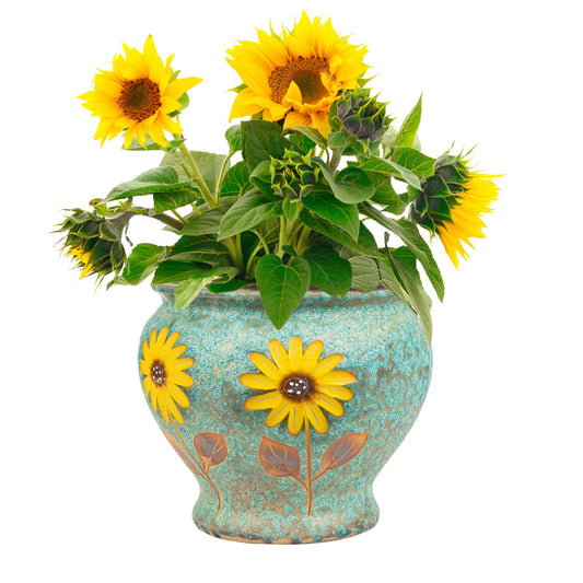 Sungmor Ceramic Hand Painted Succulent Flower Pots, 9 Inch Large Pottery Pots for Indoor Outdoor Plants, Decorative Ceramic Vase for Flower Arrangement Home Decor, Vintage Centerpieces Flowerpot