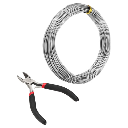MECCANIXITY 65 Feet Aluminum Craft Wire, 18 Gauge (1mm) Sculpting Metal Armature Craft Wire for DIY Jewelry Making Beading Floral with Cutter Silver, 2 Pcs