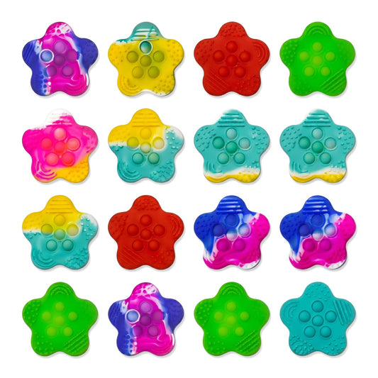 12Pcs Mini RandomColor Pop Fidget Toys Set - Dual Function Sensory Stone Texture Center with Bubbles, Premium Silicone Fidget Set Autism Stress Relief,Calming Toys forStudents, Birthday Party Favors
