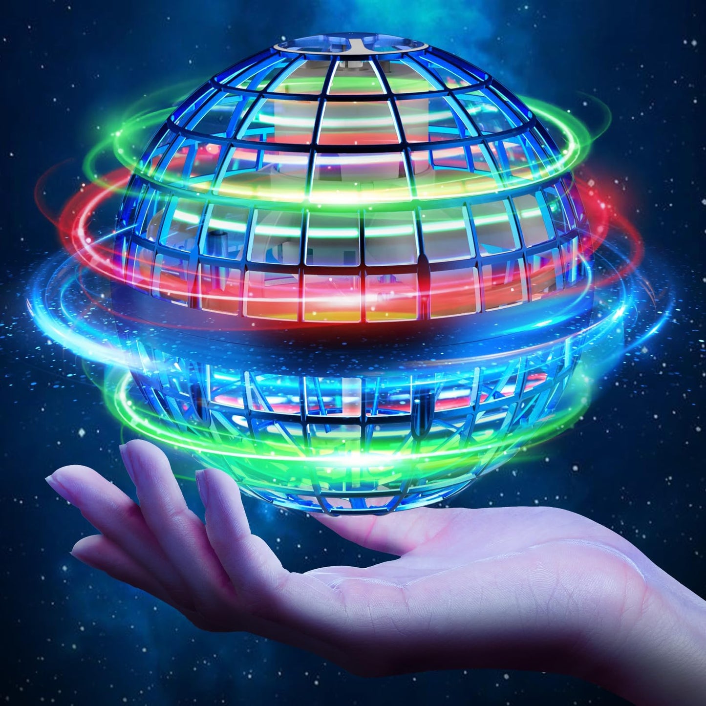 Flying Orb Ball Toys 2025, Soaring Hover Boomerang Spinner Hand Controlled Mini Drone Cosmic Globe Spinning Kids Adults Outdoor Fly Toy Birthday Gift Cool for Boys Girls 6 7 8 9 10 11 12 Year(Blue)