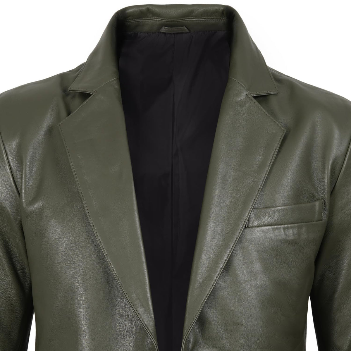 fjackets Lambskin Leather Jacket Classic Style Leather Blazer for Men Leather Coat For Men, 2 Button Blazer Olive Green| [1123805], XL