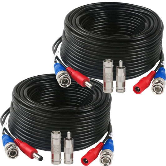 2 Pack 60 Feet BNC Video Power Cable,BNC Extension Wire Security Camera Wire with Connectors for CCTV Camera DVR