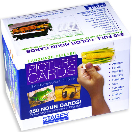 Stages Learning Materials Language Builder Picture Noun Flash Cards Photo Vocabulary Autism Learning Products for ABA Therapy and Speech Articulation,White