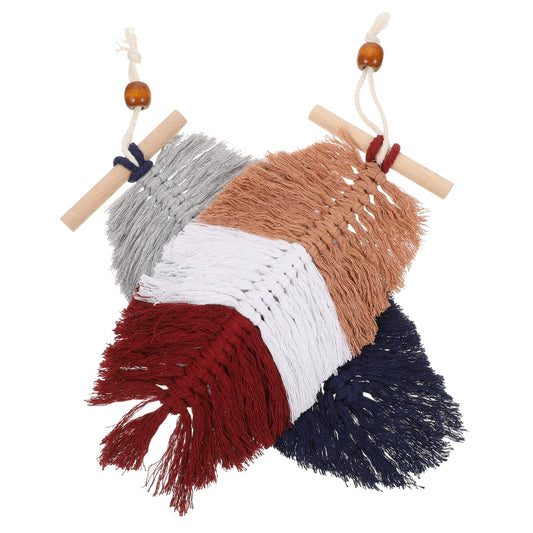 2pcs Woven Leaf Hanging Ornament Macrame Hanging Tapestry Macrame Cord Wall Decor Chic Woven Leaf Cotton Thread Tassel