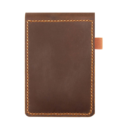 Turbosnail Real Genuine Leather Notepad Cover For Mini Pocket Notebook 3" X 5", Leather Cover For Rite In The Rain Top-Spiral Notebook,Customized Gift (Brown)