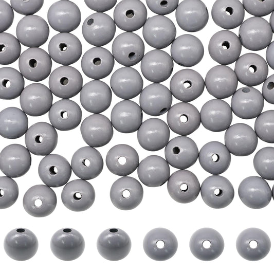 Decoendiy 100 Pieces Wood Beads for Crafts 20mm Colored Round Wooden Beads Natural Farmhouse Polished Loose Spacer Beads Wood Ball for Home Decor DIY Crafting (Grey)