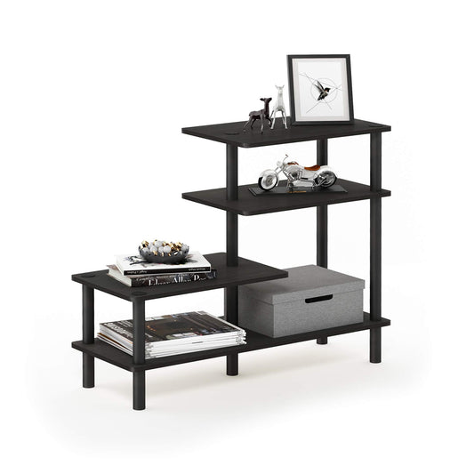 Furinno Ladder Bookcase Display Shelf, 5-Tier, Espresso