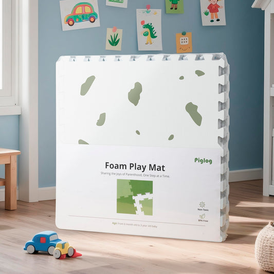 PIGLOG Baby Play Mat - 6Pcs Interlocking Foam Tiles,72"x 48" Baby Crawling Mat for Tummy Time, Non-Slip Foam Puzzle Floor Play Mat for Kids and Babies, Safe & Non-Toxic Playmat for Babies 6-12 Months
