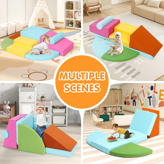 7PCS Climbing Toys for Toddlers 1-3 Inside, Foam Baby Climbing Blocks Soft Play Set for Toddlers 1-3, Corner Toddler Climbing Toys Indoor Baby Climbing Gym for Toddler Climbing Crawling and Sliding