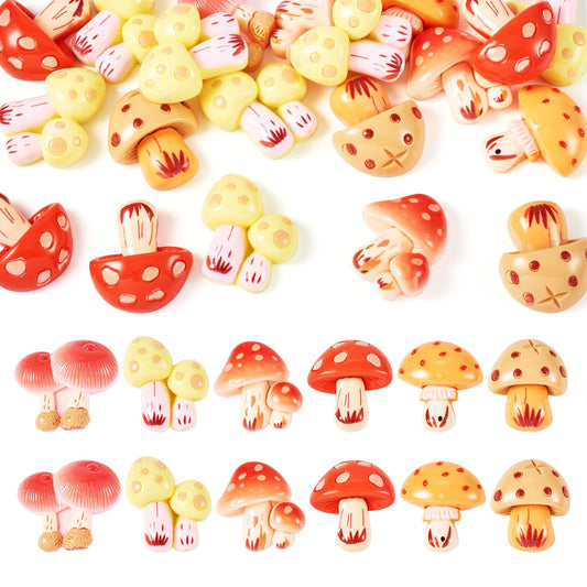 Beadthoven 20pcs Mushroom Resin Charms Colorful Mini Cute Mushroom Cabochons Tiny Flatback Miniature Charms for Jewelry Embellishment Scrapbooking Supplies Micro Fairy Garden Landscape Decoration