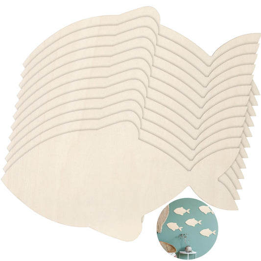 Anglechic 12 Pack 12 Inch Fish Craft Blank Fish Cutout Unfinished Wood Fishes Slices Wooden Fishes for Crafts Shaped Ornaments Door Hanger Decor for Outdoor Home House Wall Decor