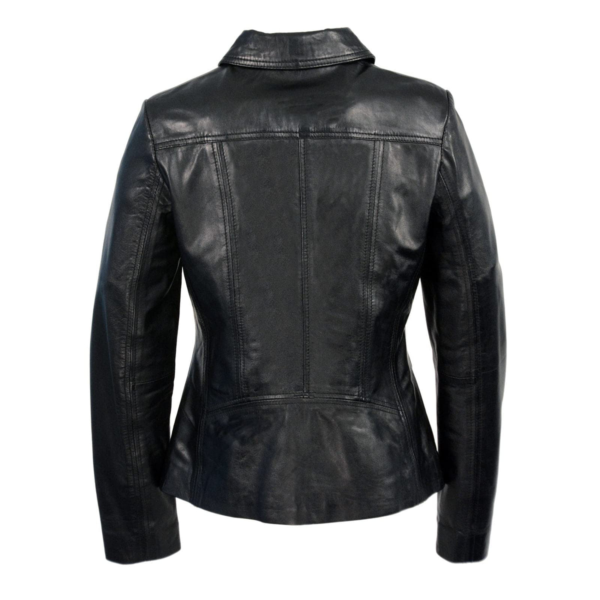 Milwaukee Leather SFL2850 Women's Classic Black Zippered Motorcycle Style Fashion Leather Jacket with Shirt Style Collar - Large