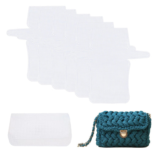 TTFdacai 6 Pcs DIY Plastic Mesh Canvas Sheets, Blank Needlepoint Canvas Craft Kit, Handbag to Weave mesh Canvas Supplies for DIY Sewing Crochet Bag Craft Yarn Making