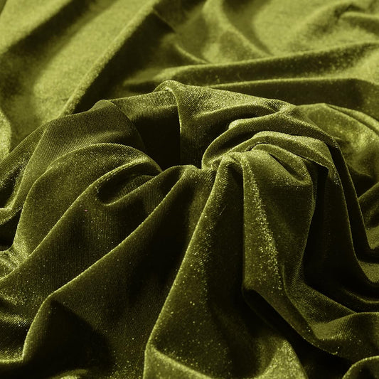 Light Olive Green Velvet Fabric by The Yard, 60" Wide Soft Stretchy Velveteen Fabric, 5 Yards Velvet Material for Upholstery Sofa Chair Cover DIY Sewing Costume Craft Curtain