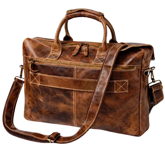DEBKIN CONNECTED 18 Inch Top Grain Buffalo Leather Messenger Bag for Men & Women – Laptop Briefcase, Vintage Office Business Work Satchel, Briefcases for Men, Laptop Bags for Women
