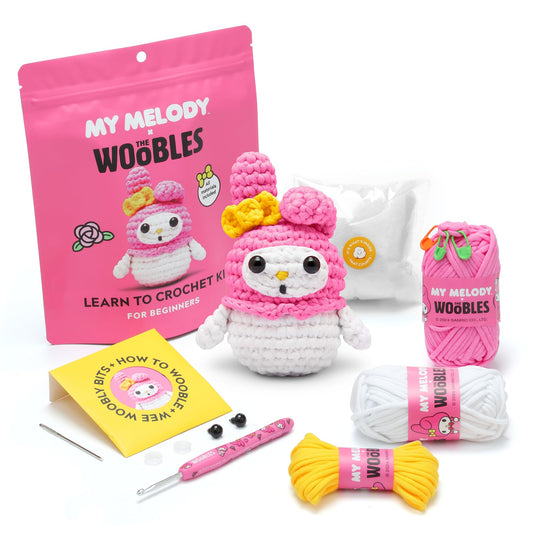 The Woobles Hello Kitty Crochet Kit - Beginners Wooble Crochet Animal Kit Crafts with Easy Peasy Yarn as seen on Shark Tank - with Step-by-Step Video Tutorials (My Melody)