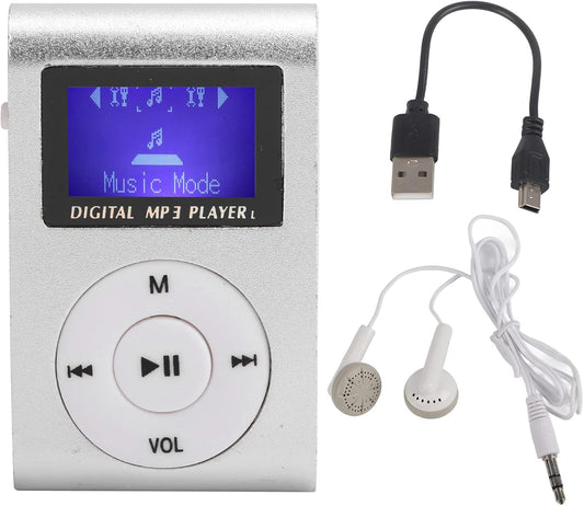 ciciglow MP3 32G,Suitable Mini Player,Mini LCD Screen Display USB Player,with Earphones,Ultra-Light Clip-on