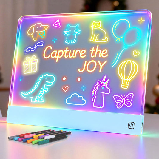 16" Led Drawing Board for Kids Rechargeable, Portable Doodle Glow LED Note Board with 7 Colors, Light Up Acrylic Dry Erase Lumi Board with Stand, Easter Gifts Teen Gifts Boys & Birthday Gifts(Blue)