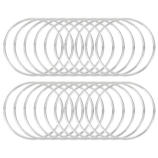 MECCANIXITY 20 Pcs Dream Catcher Rings,Metal Craft Hoops Floral Hoops 3 Inch Macrame Hoops Rings for DIY Crafts Wreath Making Supplies Plant Hangers,Silver