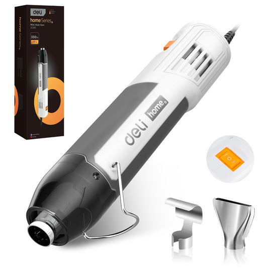 DELI Mini Heat Gun, 350W Dual Temp 500℉/842℉ (260℃/450℃) with Reflector & Extra Nozzles, 6 FT Cable, Overload Protection – for Crafting, Vinyl Wrap, Epoxy, Resin, Shrink Tubing