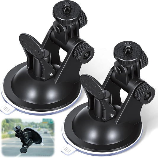 Zelphvt 2 Pack 1/4 Suction Cup Mount Car Camera Mount Dash Cam Suction Cup Mounts with Screw Dash Cam Holder Windshield