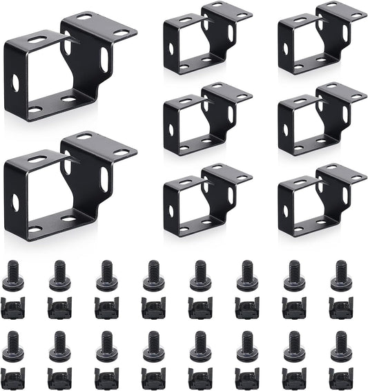 WikrOck 8 Pack Set Metallic Cable Manager D-Ring Hooks For Network Server Rack Cabinet, Cable Wire Management Bracket